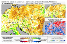 Dopady na vegetaci - Evropa - 24. červen 2018