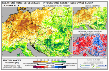 Dopady na vegetaci - Evropa - 19. srpen 2018