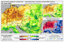 Dopady na vegetaci - Evropa - 26. srpen 2018