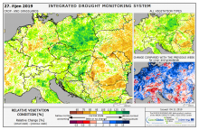 Dopady na vegetaci - Evropa - 27. říjen 2019