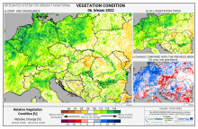 Dopady na vegetaci - Evropa - 6. březen 2022