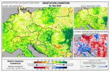 Dopady na vegetaci - Evropa - 30. říjen 2024