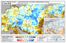 Index půdní vláhy - Evropa - 30. srpen 2020