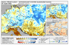 Index půdní vláhy - Evropa - 22. srpen 2021