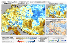 Index půdní vláhy - Evropa - 21. srpen 2022